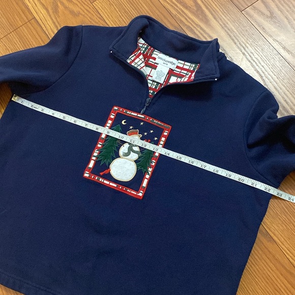 Breckenridge woman’s petite large cotton blend blue sweatshirt snowman 1/4zip - Picture 10 of 12